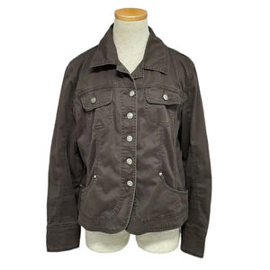 Live a Little Denim Jacket Buttons Brown Size Large L